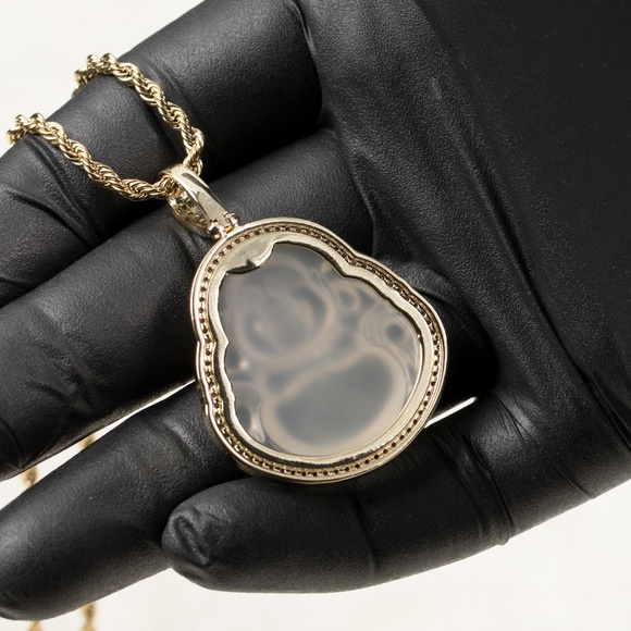 Clear Green Jade Buddha Pendant Rope Necklace - Picture 4 of 4